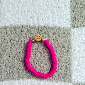 Pink smiley clay bracelet!